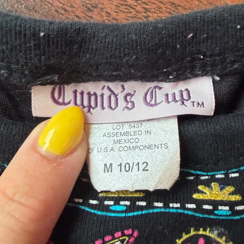 Cupid's Cup Kids Black Butterfly Embroidered Boho Skirt Size‎ M 10/12 K21990SX